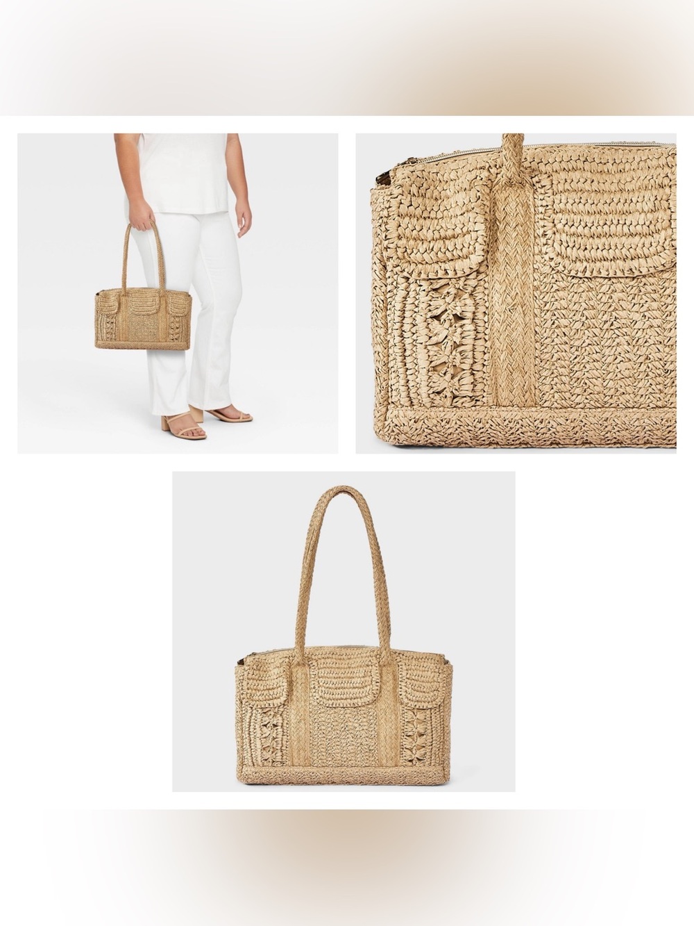 Straw Satchel Tote Bag - A New Day™ Natural
